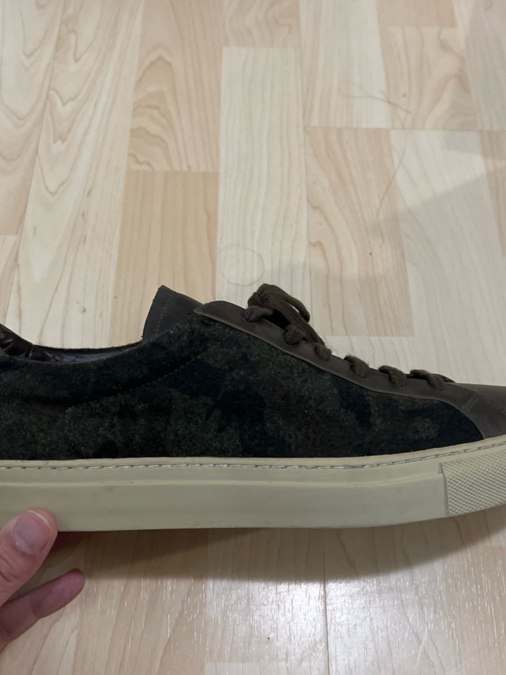 Common Projects Dark Green Suede Low-Top Sneakers with Cream Sole
